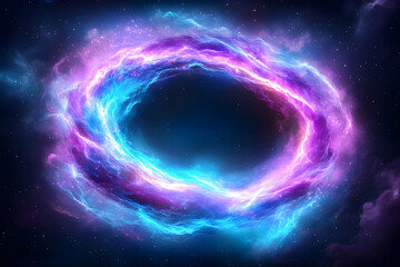 Obraz premium Cosmic nebula ring, space background, energy swirl, abstract design, website header