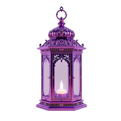 Purple Ramadhan Lantern Isolated On White Background. AI Generation