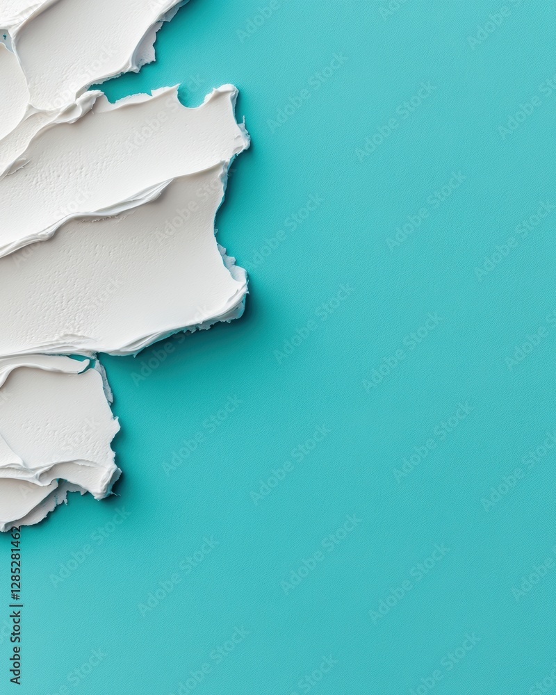 Poster minimalist baking aesthetics textured cream swirls on turquoise surface - modern food art for culina