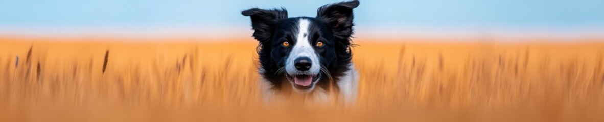 Vibrant Pet Adventure Energetic Border Collie in a Meadow with Swaying Grass - Active Lifestyle Content for Outdoor and Pet Industries
