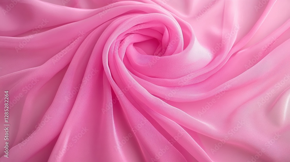 Poster soft pink fabric textiles in elegant drapery and flowing patterns on delicate surface