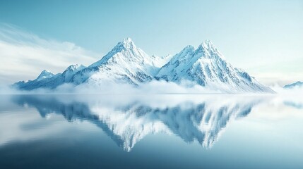 Serene alpine lake mirroring majestic snow-covered mountains, untouched wilderness, embodiment of peace and tranquility