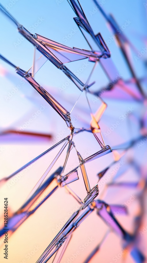 Poster Futuristic Digital Aesthetic Sharp Geometric Patterns in White, Blue and Violet for High-Tech Visual Branding and Innovative Marketing Strategies