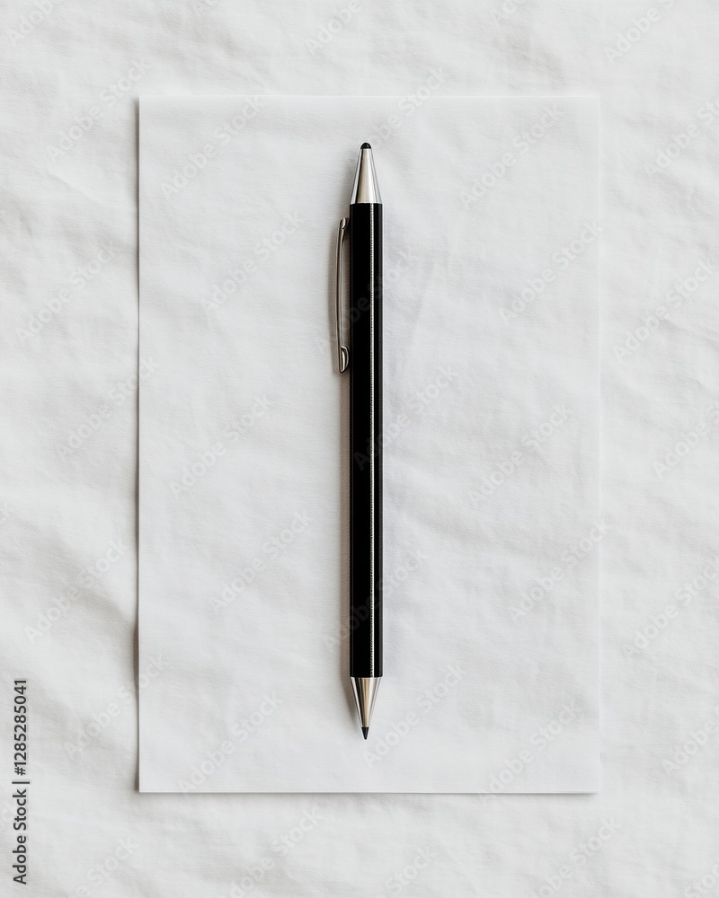 Aufkleber minimalist luxury precision mechanical pencil on textured white paper for high-end stationery brandi