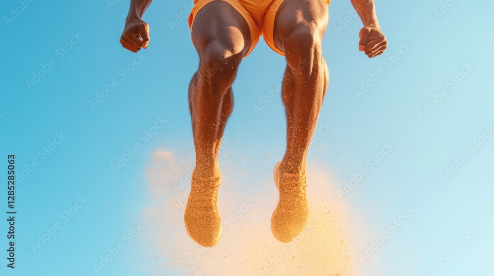 Poster energetic athletic motion explosive box jump in dynamic compression wear - high-performance fitness 