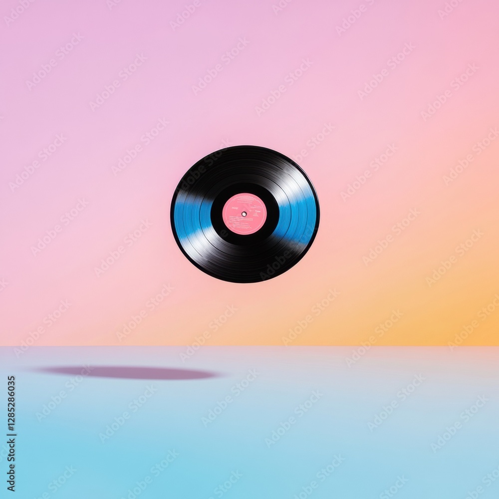 Aufkleber Minimalistic Color Illusion Floating Vinyl in Soft Gradient - Modern Media Art for Digital Marketing and Visual Branding Innovation
