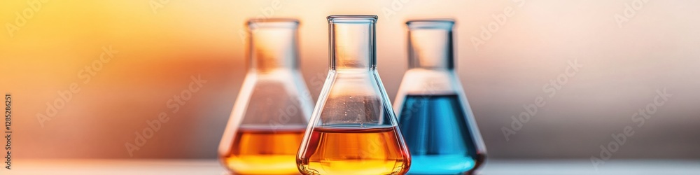 Aufkleber gradient aesthetic lab vessels scientific glassware on gradient backdrop - modern analytical visuali