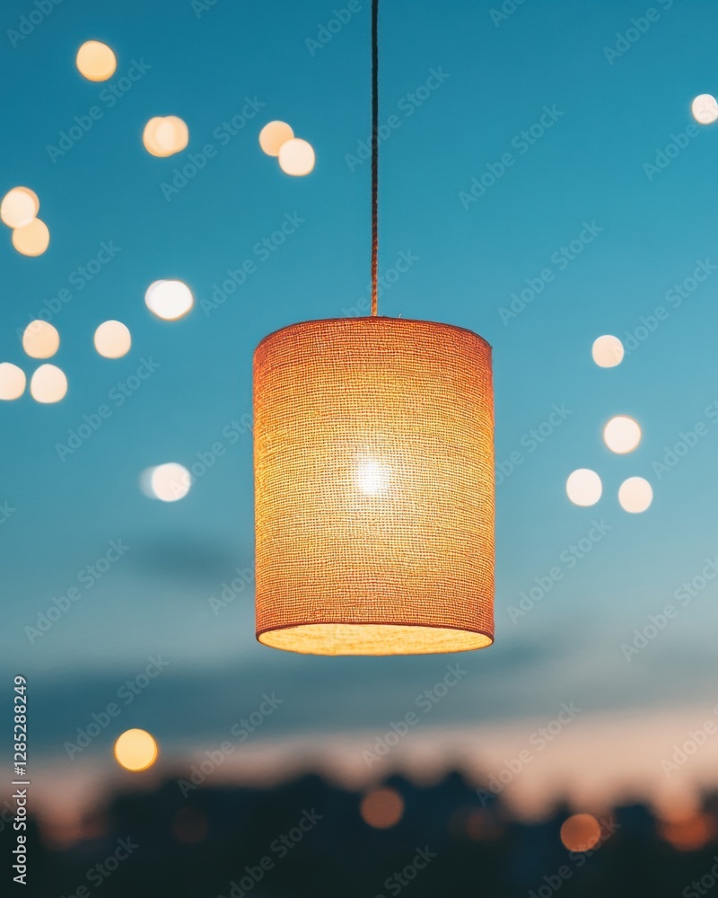 Aufkleber contemporary festive lighting display fabric lantern amidst twilight sky and sparkling fireworks - c