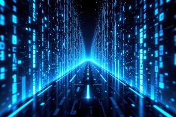 Futuristic Cyberspace Concept with Binary Code and Digital Pathway