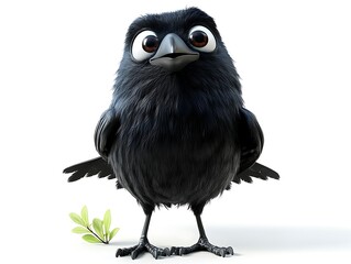Charming cartoon bird character in whimsical digital art close-up