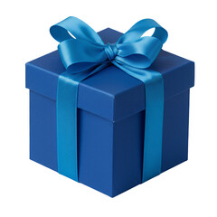 Obraz premium Blue Gift Box with Teal Ribbon Festive Gift Wrapping Present