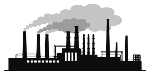 Obraz premium Premium Vector | A black and white image of a factory with smoke coming out of itFreepik Polluted Pathways Factory Air Pollution Vector Logo Ensemble Smog Signals Vector Graphics and Icon | Premium
