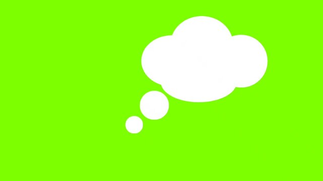 animated video of white text clouds, green screen