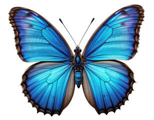 Obraz premium Beautiful Blue Butterfly Isolated on Transparent PNG Background.