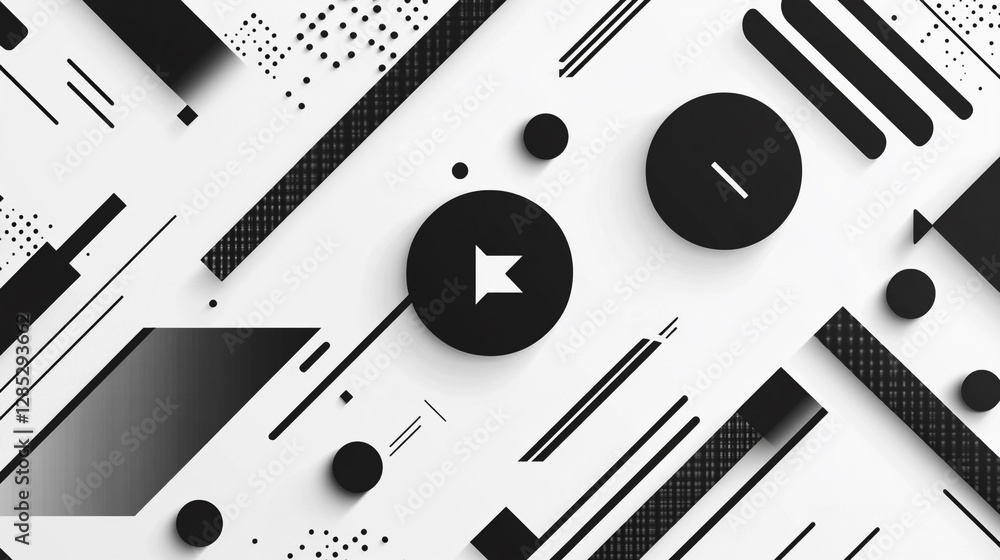 Poster chromatic patterns symphony abstract geometry design, abstract shapes circle line triangle square in