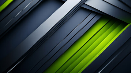 Obraz premium Sleek metallic surface with deep blue and vibrant green layers creating depth
