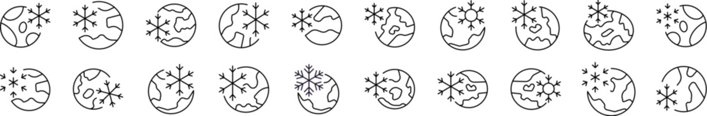 Global Cooling Modern Outline Style Icons for Design, Cards, Apps, Social Networks