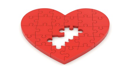 Broken Heart Puzzle Missing Piece Heartbreak Symbolism 3D Render