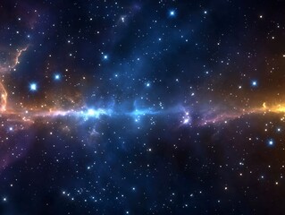 Fototapeta premium Vibrant cosmic scene showcasing a colorful nebula filled with stars and glowing gas clouds.