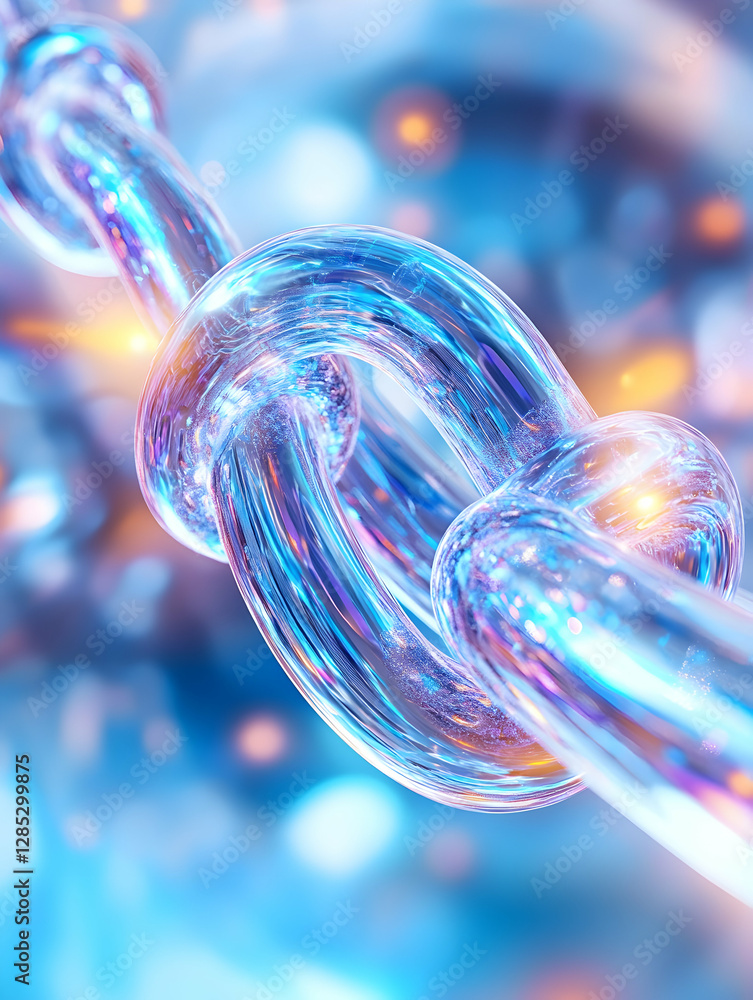 Aufkleber interlinked glass chain links; abstract concept; tech background; website banner