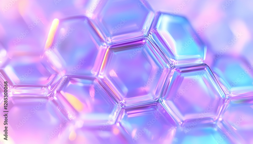 Poster iridescent hexagon pattern, abstract background