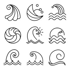Collection of Vector Ocean Wave Icons