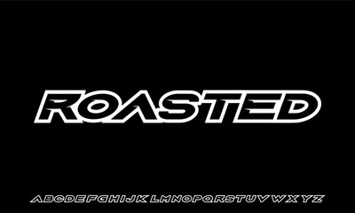 Modern font uppercase, technology, sport, strong font outline stroke