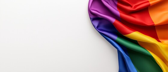 Pride Rainbow Flag Displayed with Vibrant and Symbolic Colors Representing Diversity and Inclusion on a White Surface