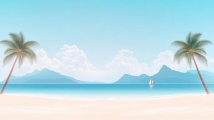 Obraz premium Cartoon beach scene illustration