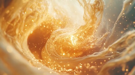 Golden Whirl of Light and Energy: Abstract Motion in a Dreamy Atmosphere