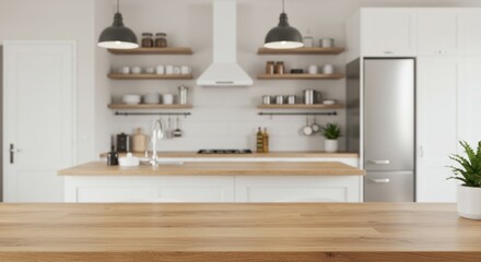 Modern Kitchen with a Wooden Countertop