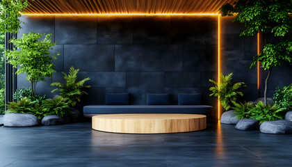 Modern lobby zen garden interior design