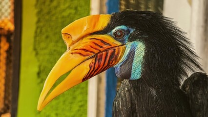 Close-up of a Knobbed Hornbill showcasing its vibrant and distinctive features