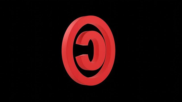 3D copyright symbol spinning. Alpha channel. Seamless looping.	
