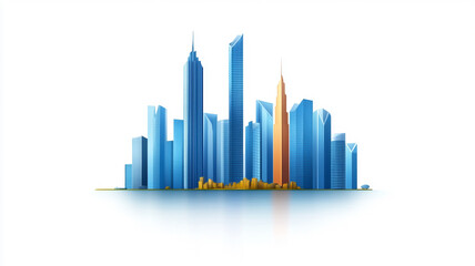 Obraz premium Modern cityscape illustration featuring skyscrapers and reflections