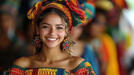 A lively Independence Day parade with colorful floats and enthusiastic participants proudly dressed in traditional clothing, including people dressed in historical costumes or cultural attire.