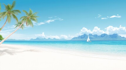 Fototapeta premium Cartoon beach scene illustration