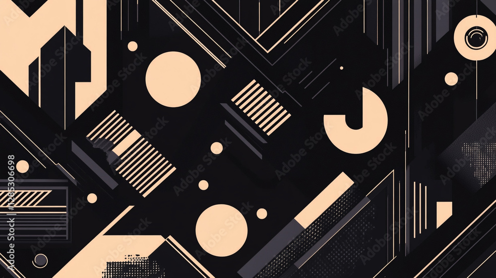 Poster monochrome seamless patterns, sharp contrast and details textured, abstract dynamic memphis design b