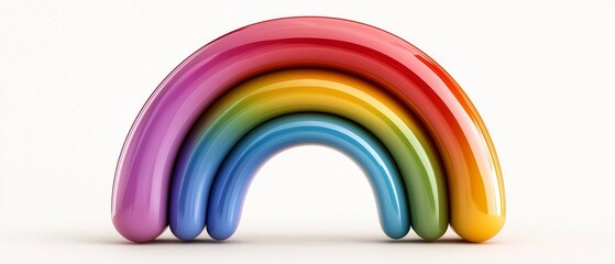 Obraz premium Vivid Rainbow Arch with Rounded Edges Showing Spectrum of Colors in a Glossy and Reflective Artistic Design