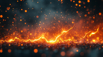 Fototapeta premium A powerful moment of impact as the ground trembles and a lightning flash lights up the sky, symbolizing energy, force, and sudden change in a modern world