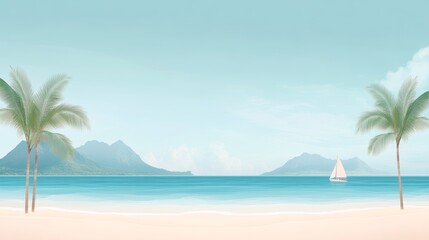 Obraz premium Cartoon beach scene illustration