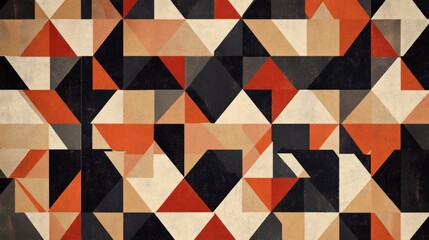 Abstract Geometric Pattern in Earthy Tones Featuring Triangles and Shapes
