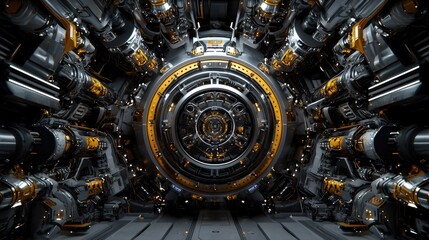 Futuristic Engine Room, intricate mechanical design