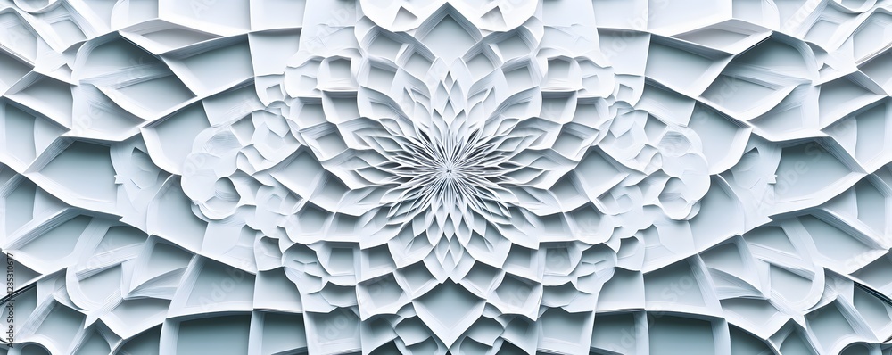 Poster intricate white geometric pattern forming a mesmerizing symmetrical abstract design