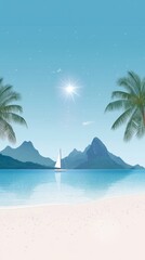 Obraz premium Cartoon beach scene illustration