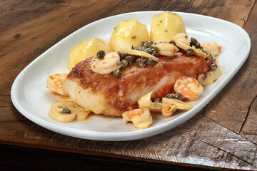 Grilled Abadejo Belle Meuniere with Boiled Potatoes