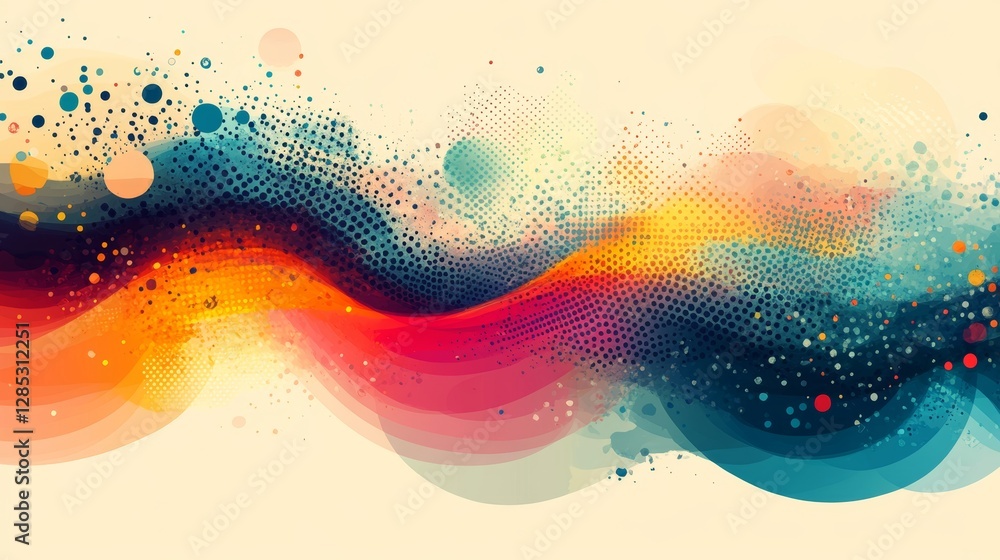 Poster vibrant abstract vector design with colorful waves and dots