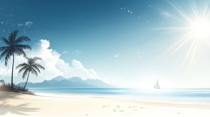 Cartoon beach scene illustration
