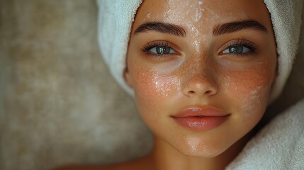 A luxury spa facial massage treatment promoting relaxation and beauty A beautiful woman enjoys a pampering facial experience, highlighting the benefits of spa treatments