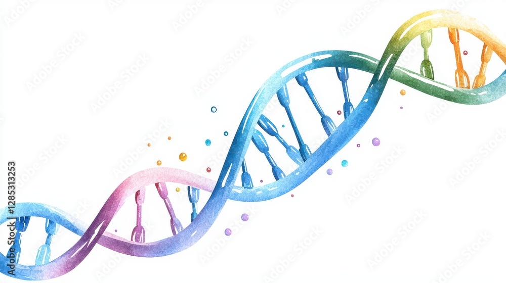 Poster a colorful representation of a dna double helix, showcasing the structure's intricate design and imp